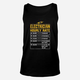 Electrician Funny Hourly Rate Gift For Electrician Dad Unisex Tank Top - Seseable