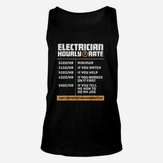 Electrician Hourly Rate Funny Lineman Dad Vintage Gifts Unisex Tank Top - Seseable
