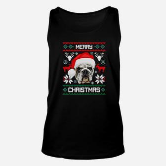 English Bulldog Merry Christmas Dog Gift Cute Unisex Tank Top - Seseable