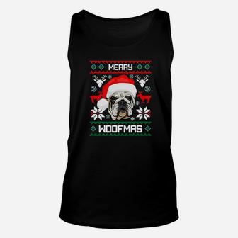 English Bulldog Merry Woofmas Christmas Dog Gift Unisex Tank Top - Seseable