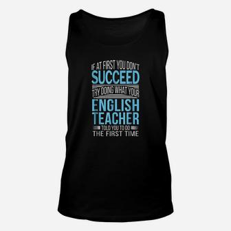 English Teacher If At First You Dont Succeed Funny Unisex Tank Top - Seseable