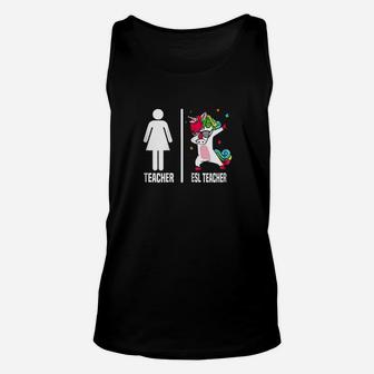 Esl Teacher Unicorn Dabbing Dab Dance Funny Unisex Tank Top - Seseable