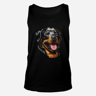 Face Portrait Watercolor Painting Rott Cool Gift Rottweiler Unisex Tank Top - Seseable