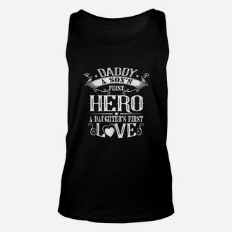 Family 365 Daddy A Sons First Hero A Daughters First Love Unisex Tank Top - Seseable