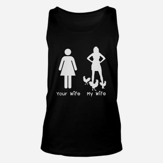 Farmer Husband Gift Funny My Wife Chicken Lady Tshirt Unisex Tank Top - Seseable