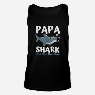 Fathers Day Gift From Wife Son Daughter Papa Shark Doo Doo Unisex Tank Top - Seseable
