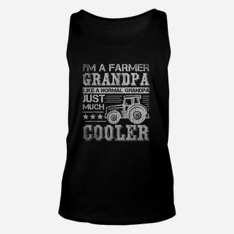 Fathers Day Gift Idea Grandpa Tractor Farmer Unisex Tank Top - Seseable
