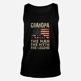 Fathers Day Grandpa The Man Myth Legend Unisex Tank Top - Seseable