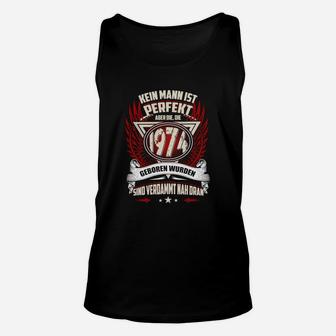 Feuerwehr-Motiv Herren Unisex TankTop, Schwarzes Tee mit Geburtsspruch - Seseable