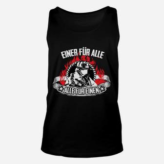 Feuerwehr Unisex TankTop Einer für alle, alle für einen, Schwarzes Unisex TankTop mit Motiv - Seseable