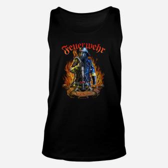 Feuerwehrmann Unisex TankTop in Schwarz mit Mutigem Motiv und Flammen - Seseable