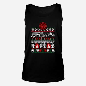Firefighter Christmas Sweater Ugly Unisex Tank Top - Seseable