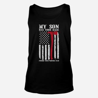 Firefighter My Son Has Your Back Unisex Tank Top - Seseable