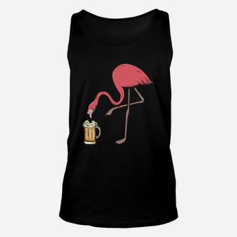 Flamingo Drinking Beerpink Flamingo Shirt Unisex Tank Top - Seseable