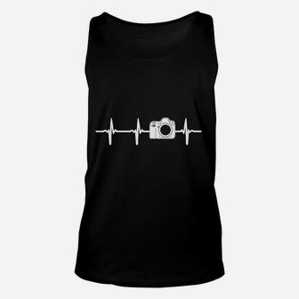 Fotografen-Herzschlag Unisex TankTop, Kamera Motiv für Fotoenthusiasten – Schwarz - Seseable