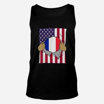 France Flag Blood Inside Me Home Pride French American Gift Unisex Tank Top - Seseable