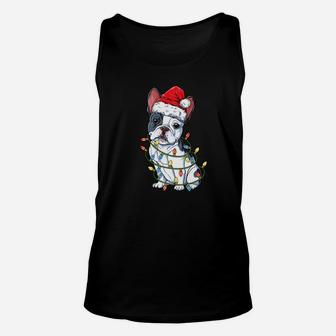 French Bulldog Christmas Shirt Santa Hat Xmas Lights Boys Unisex Tank Top - Seseable