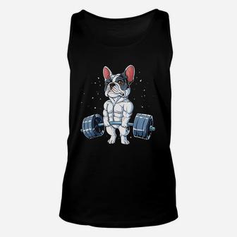 French Bulldog Weightlifting Funny Deadlift Men Fitness Gym Unisex Tank Top - Seseable