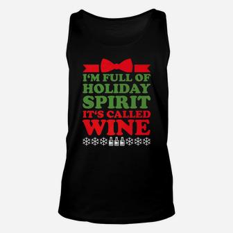 Full Of Wine Funny Christmas Holiday Drinking Gift Unisex Tank Top - Seseable