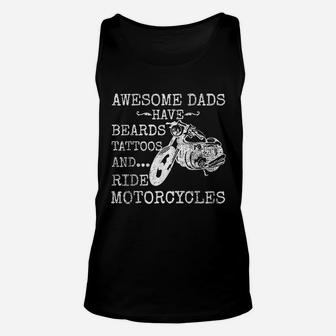 Funny Beard Awesome Dad Beard Tattoos And Motorcycles Unisex Tank Top - Seseable
