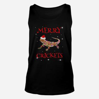 Funny Bearded Dragon Christmas Merry Crickets Gift Unisex Tank Top - Seseable