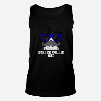 Funny Border Collie Hipster Dad Dog Lover Unisex Tank Top - Seseable