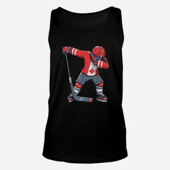 Funny Boy Kid Ice Hockey Apparel Dabbing Player Canada Flag Unisex Tank Top - Seseable