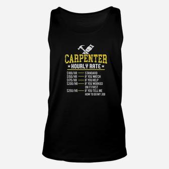 Funny Carpenter Hourly Rate Woodworker Union Labor Rate Unisex Tank Top - Seseable
