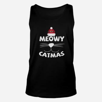 Funny Cat Christmas Shirt Meowy Catmas Unisex Tank Top - Seseable