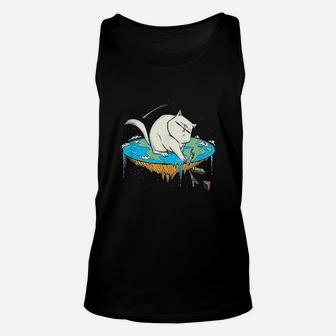 Funny Cat Flat Earth Gift For Cat Lovers Unisex Tank Top - Seseable