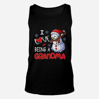 Funny Christmas I Love Being A Grandma Snowman Unisex Tank Top - Seseable