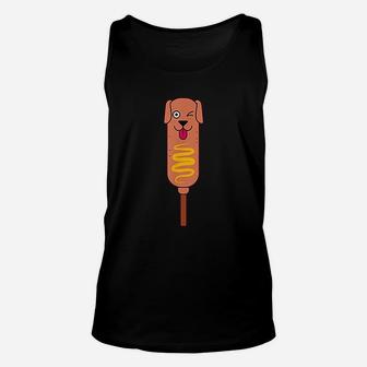 Funny Corn Dog With Dachshund Badger Sausage Unisex Tank Top | Seseable UK