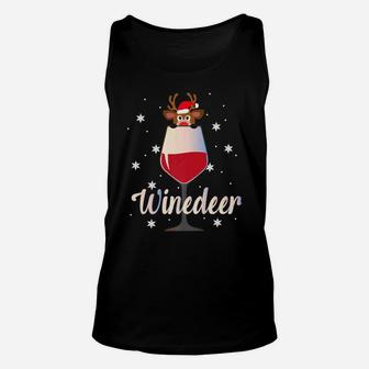 Funny Cute Winedeer Reindeer Wine Christmas Fun Gift Unisex Tank Top - Seseable