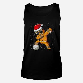Funny Dabbing Santa Gingerbread Golf Christmas Pajama Gift Unisex Tank Top - Seseable