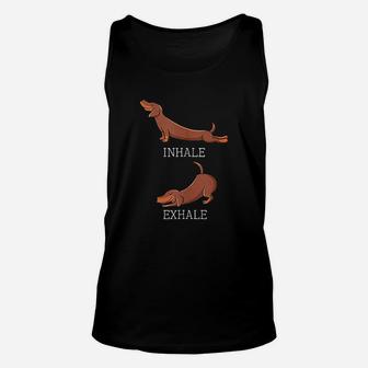 Funny Dachshund Weiners Dog Yoga Inhale Exhale Sausage Unisex Tank Top - Seseable