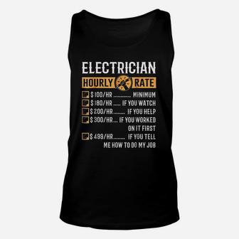 Funny Electrician Gifts Electrician Hourly Rate Unisex Tank Top - Seseable