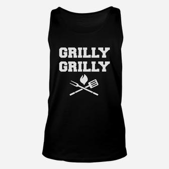 Funny Fathers Day Shirt Dad Grilling Grilly Grilly Unisex Tank Top - Seseable