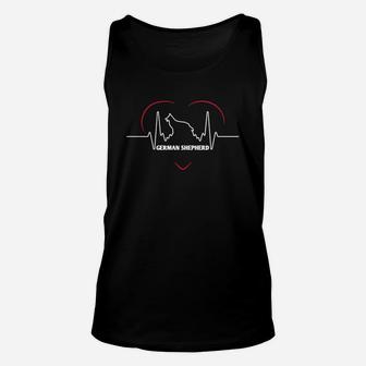 Funny German Shepherd T Shirt German Shepherd Silhouette Heartbeat T-shirt Unisex Tank Top - Seseable