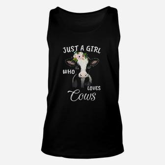 Funny Gift Watercolor Just A Girl Who Loves Cows Unisex Tank Top - Seseable