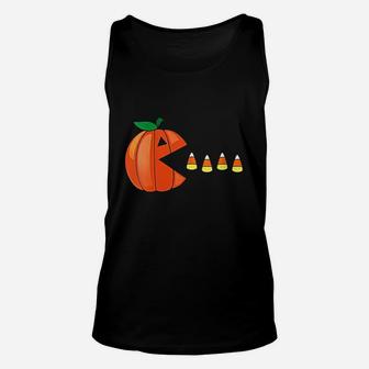 Funny Halloween Pumpkin Eating Candy Corn Gift Unisex Tank Top - Seseable