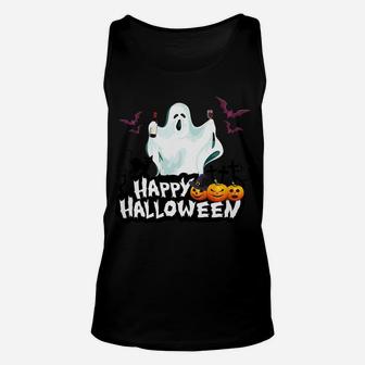 Funny Happy Halloween Boo Wine Lover Ghost Unisex Tank Top - Seseable