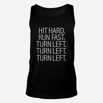 Funny Hit Hard Run Fast Turn Left Baseball Pitcher Gift Unisex Tank Top | Seseable CA