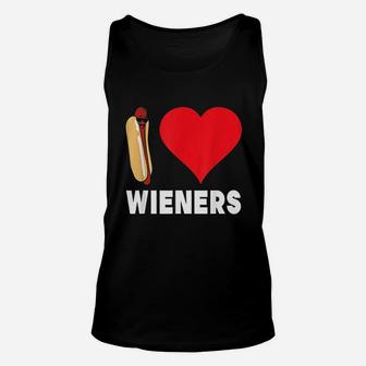 Funny Hot Dog Design I Love Wieners Heart Bbq Lgbt Gay Unisex Tank Top - Seseable