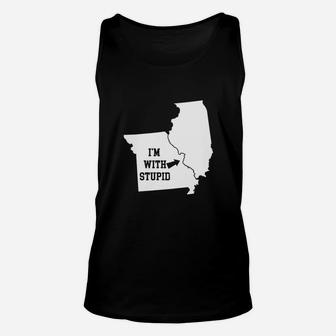 Funny I Am With Stupid Illinois From Missouri Unisex Tank Top - Seseable