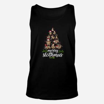 Funny I Love Sloth Christmas Tree Sloth Lover Gifts Unisex Tank Top - Seseable