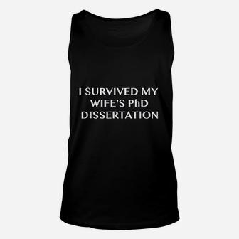 Funny I Survived My Wifes Phd Dissertation Unisex Tank Top - Seseable
