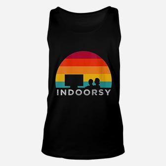 Funny Indoorsy Outdoorsy Ironic Nature Watching Tv Meme Gift Unisex Tank Top - Seseable