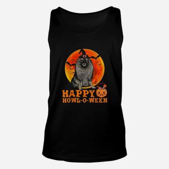 Funny Keeshond Dog Halloween Happy Howl-o-ween Unisex Tank Top - Seseable