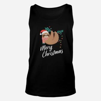 Funny Merry Christmas Santa Sloth Christmas Gift Unisex Tank Top - Seseable