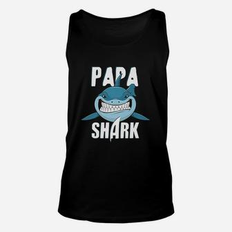 Funny Papa Shark Deep Sea Ocean Life Dad Gift Unisex Tank Top - Seseable
